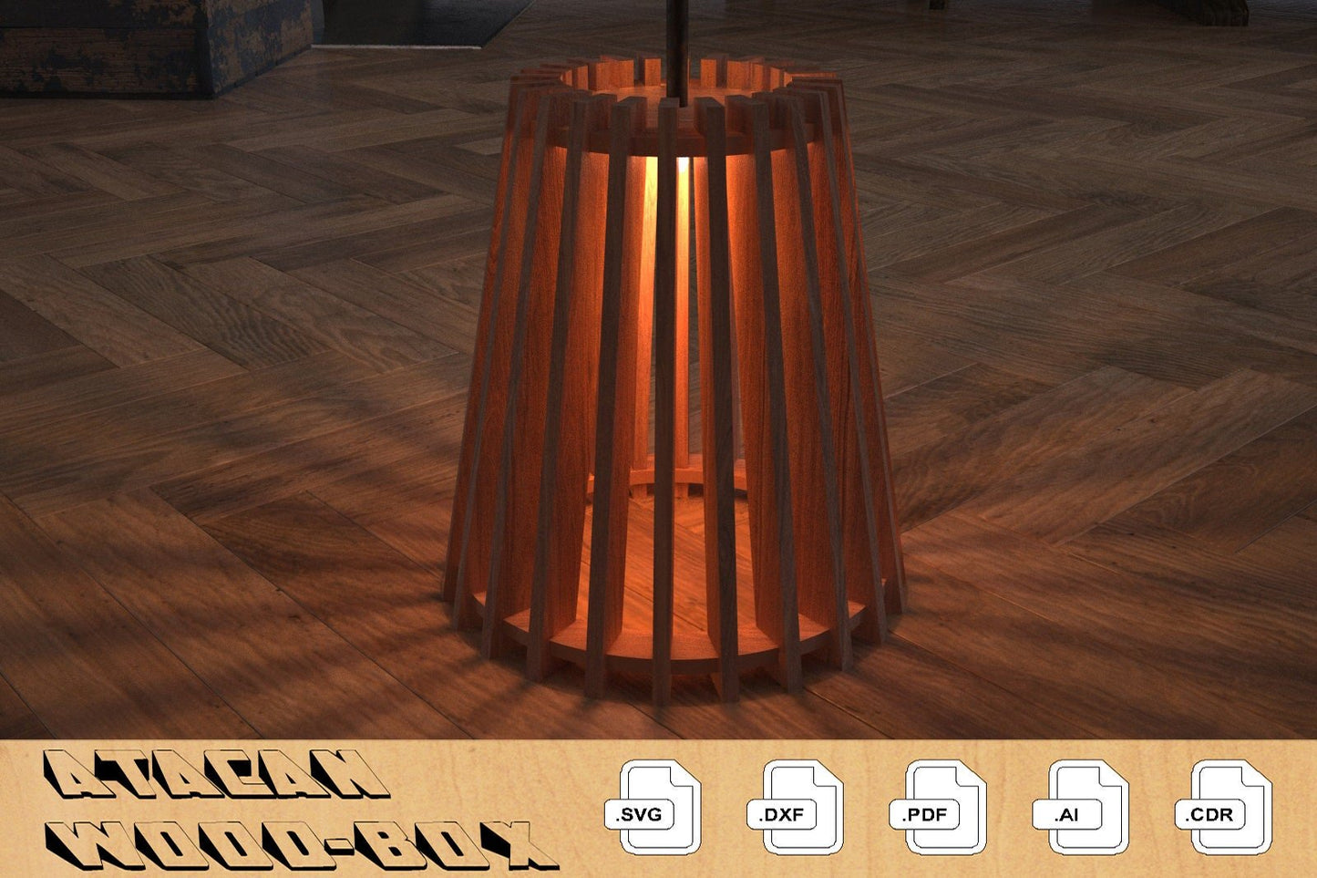 Wood Pendant Light Chandelier Lamp lampshade / Glowforge laser cut SVG, DXF, CDR 277