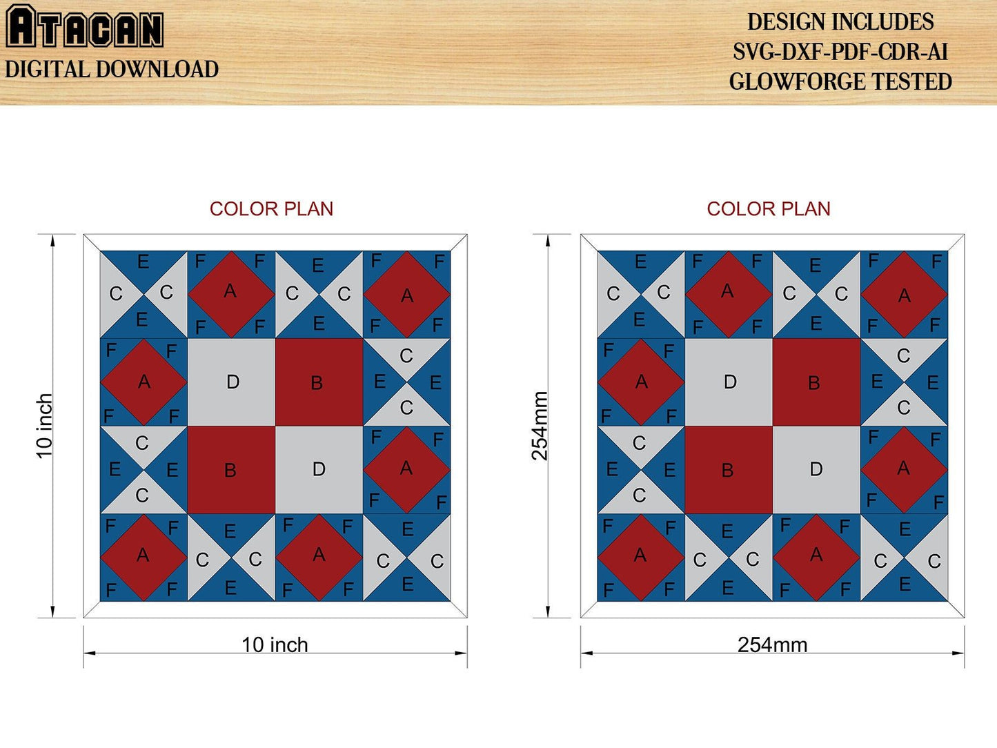 Wood Quilt Block / Laser Quilt Patterns / Glowforge Svg Cutting Files / Cuttable Design for Laser