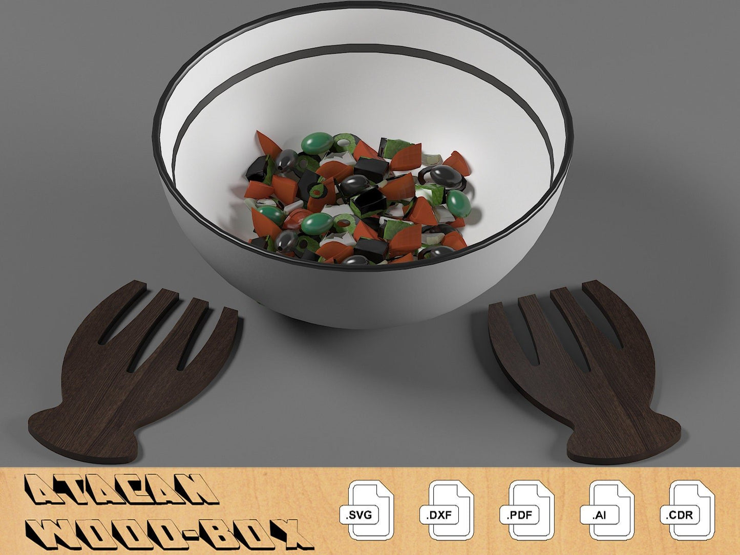 Wood Salad Server Hands / Helping Hands Salad Servers / Kitchen Utensils / Salad Mixing Serving Tongs Spoons 311