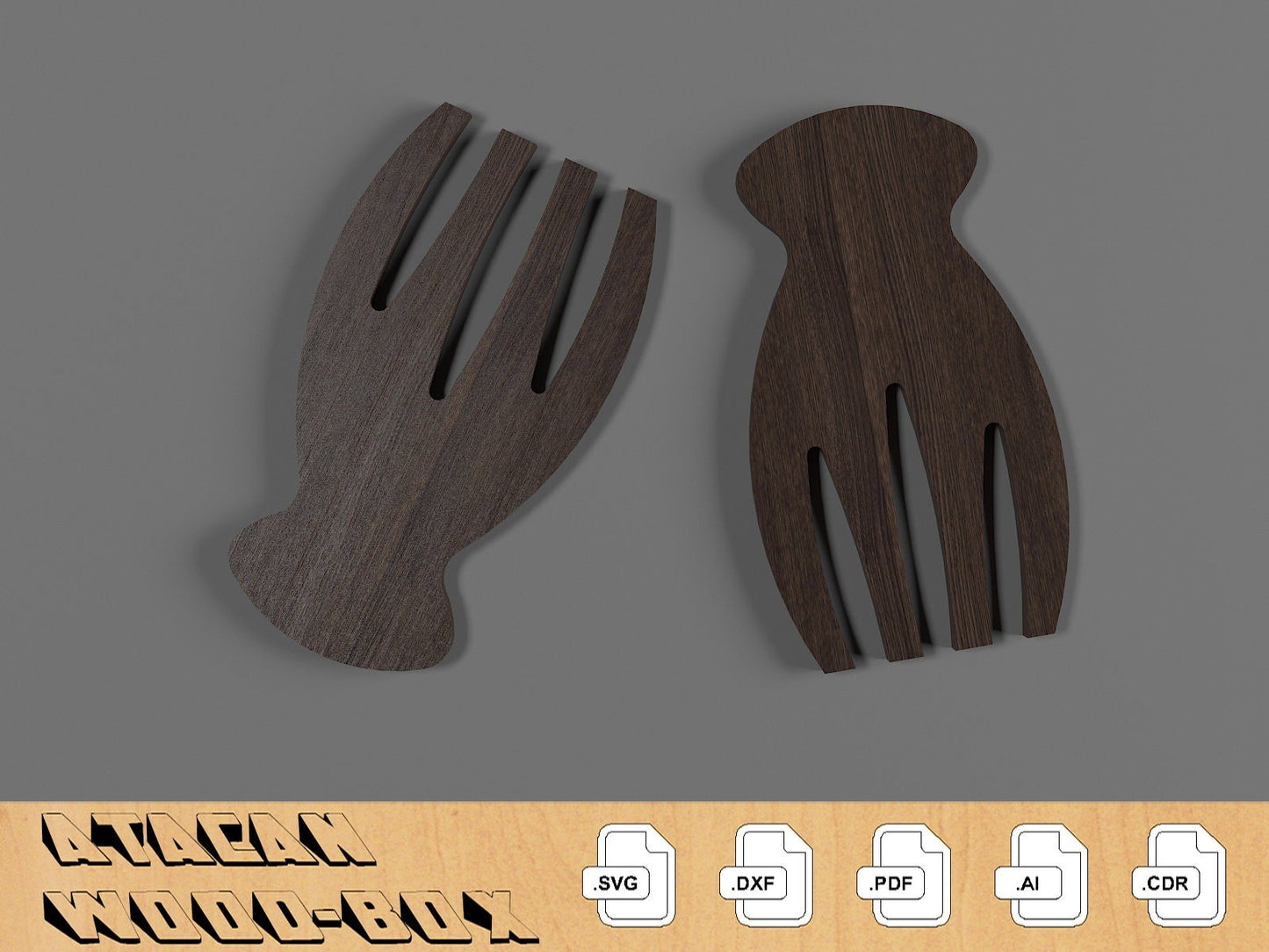 Wood Salad Server Hands / Helping Hands Salad Servers / Kitchen Utensils / Salad Mixing Serving Tongs Spoons 311