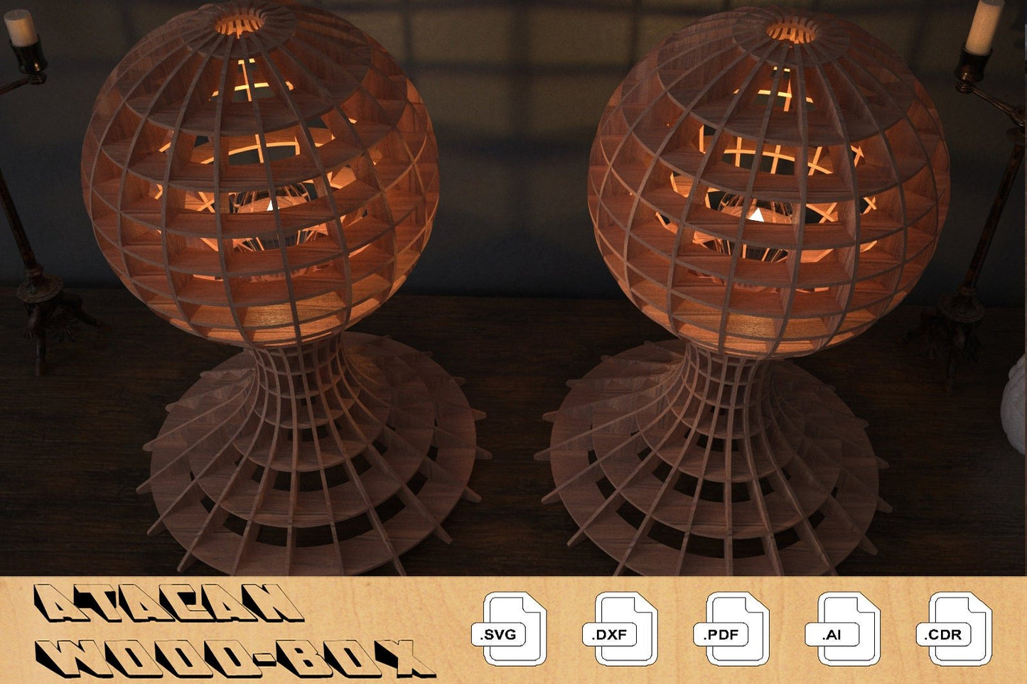 Wood Table Light Chandelier / Table top lampshade / Laser cut wooden floor lamp 278