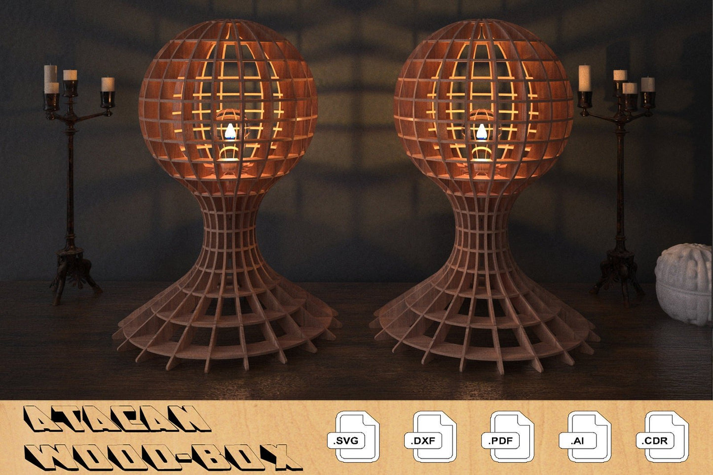 Wood Table Light Chandelier / Table top lampshade / Laser cut wooden floor lamp 278