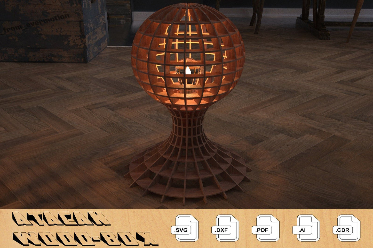 Wood Table Light Chandelier / Table top lampshade / Laser cut wooden floor lamp 278
