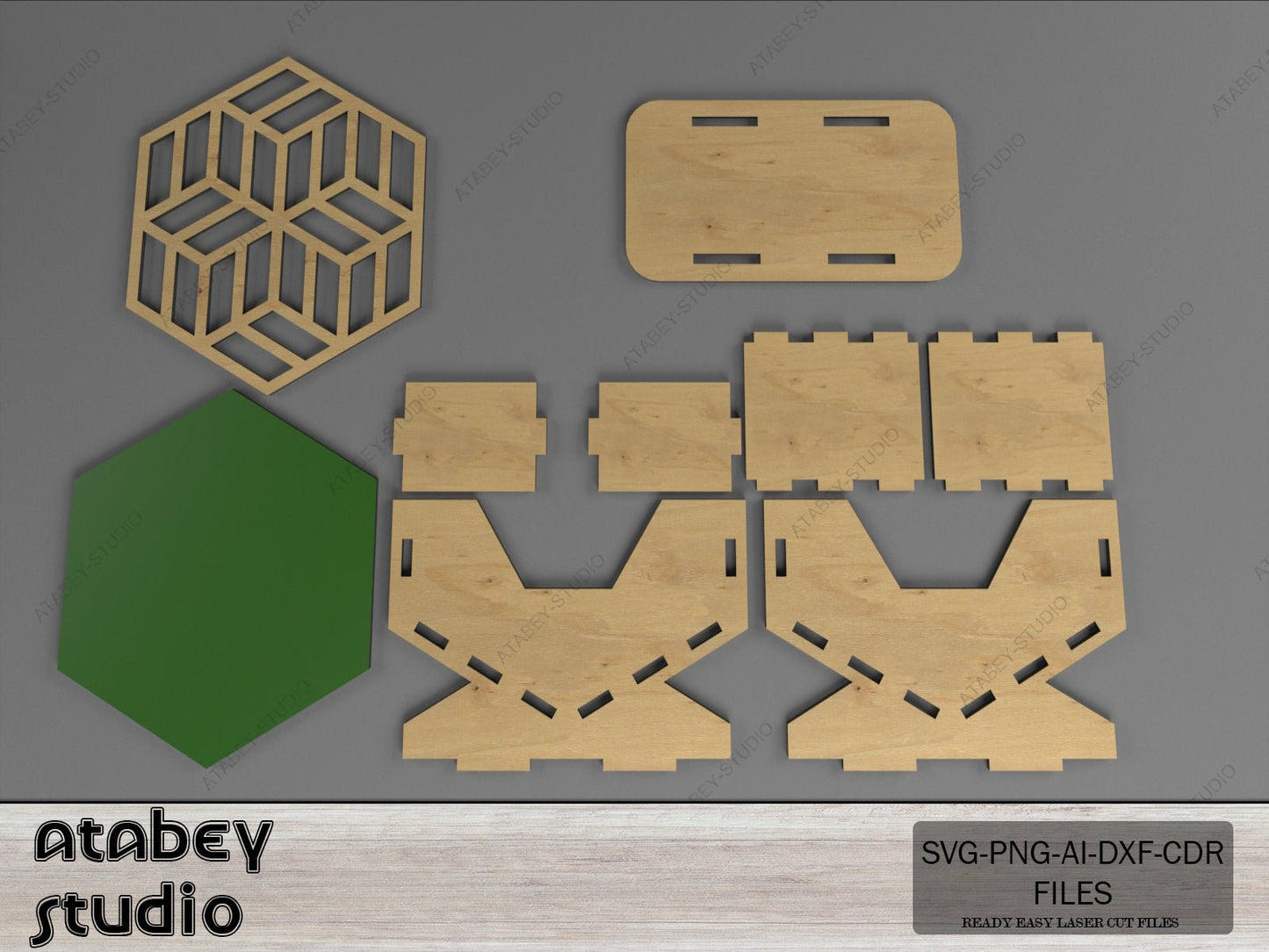 Wooden Coaster with Box Perfect for Your Coffee Table / Coaster Box Holder / Wood Coaster Stand Laser Cut Files SVG, DXF Ai CDR 552