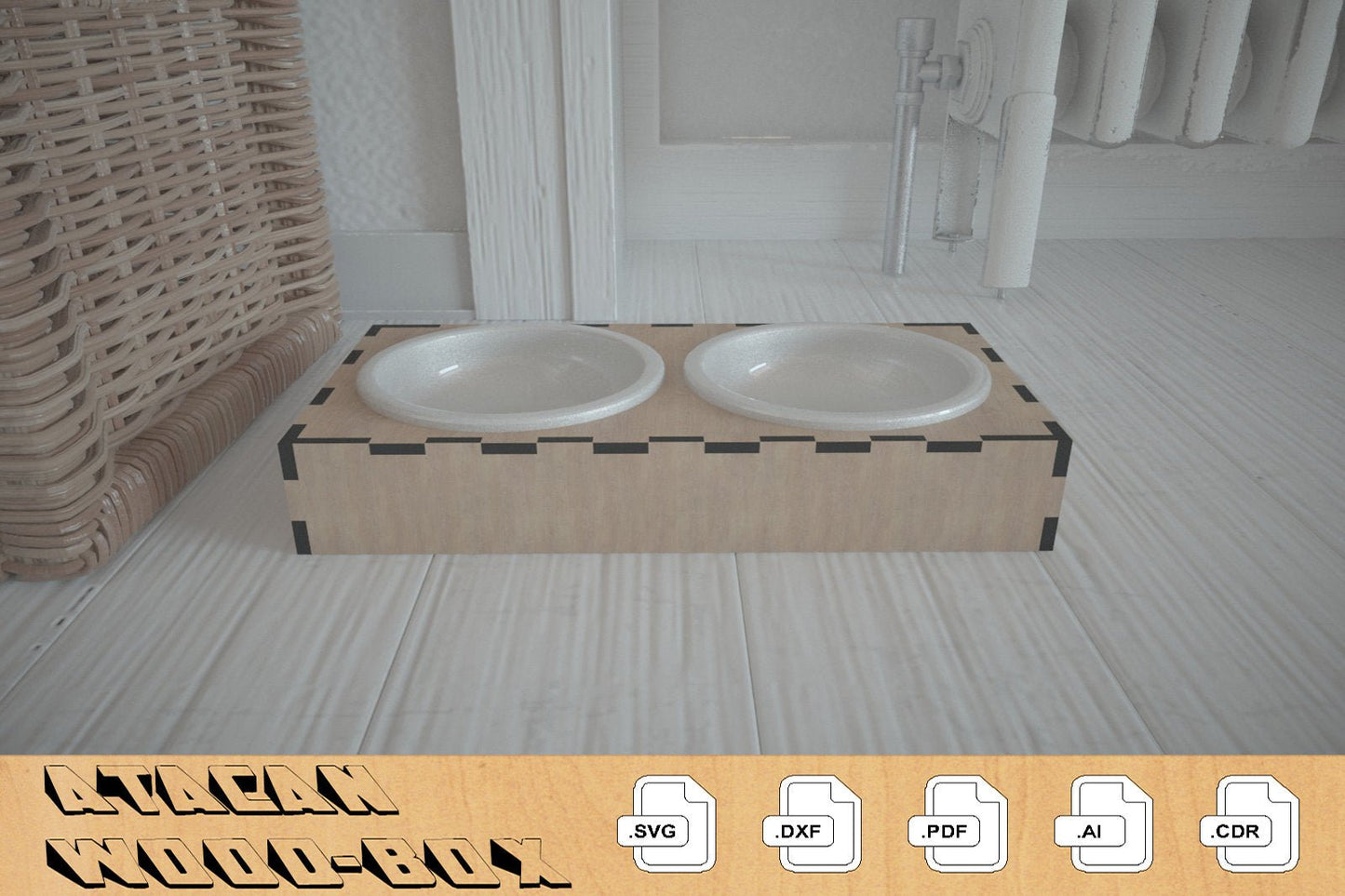 Wooden Dog Bowl Stand / Dogs Cats Food and Water Bowls / Small Animal Feeder 280