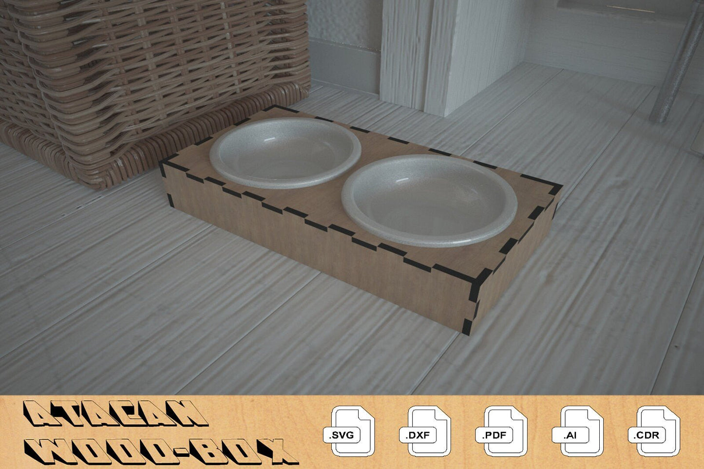 Wooden Dog Bowl Stand / Dogs Cats Food and Water Bowls / Small Animal Feeder 280