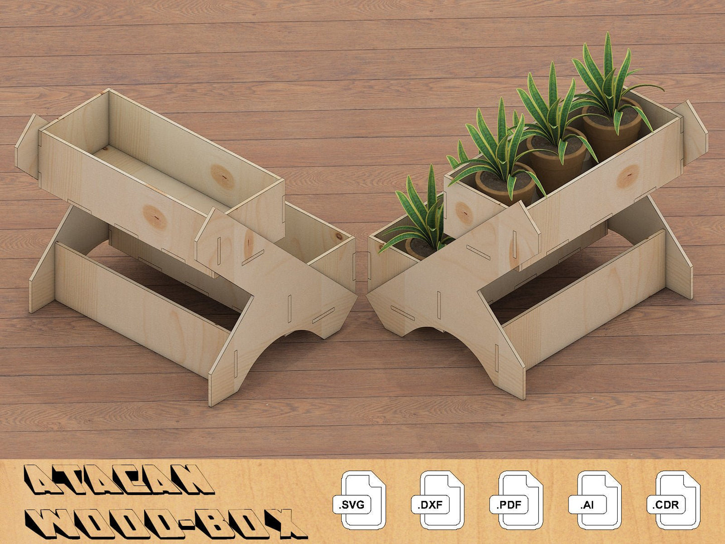Wooden Flower Box / Floral Planter Box Laser cnc templates / Flower box glowforge svg file 256