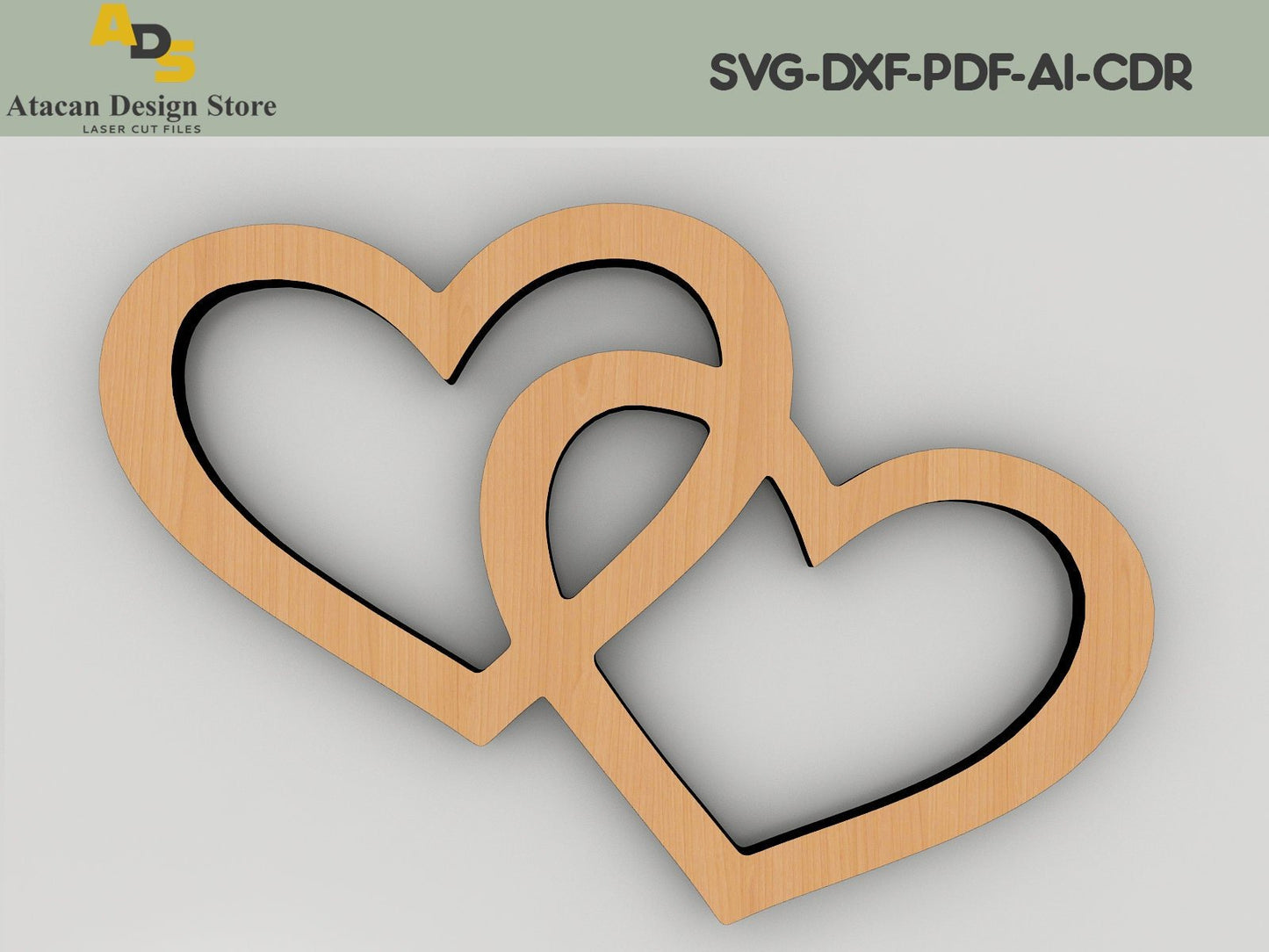 Wooden Heart Shape / Love twin hearts / valentine's day design / Wood Keychain Signs, Earring Scrap Booking ADS165