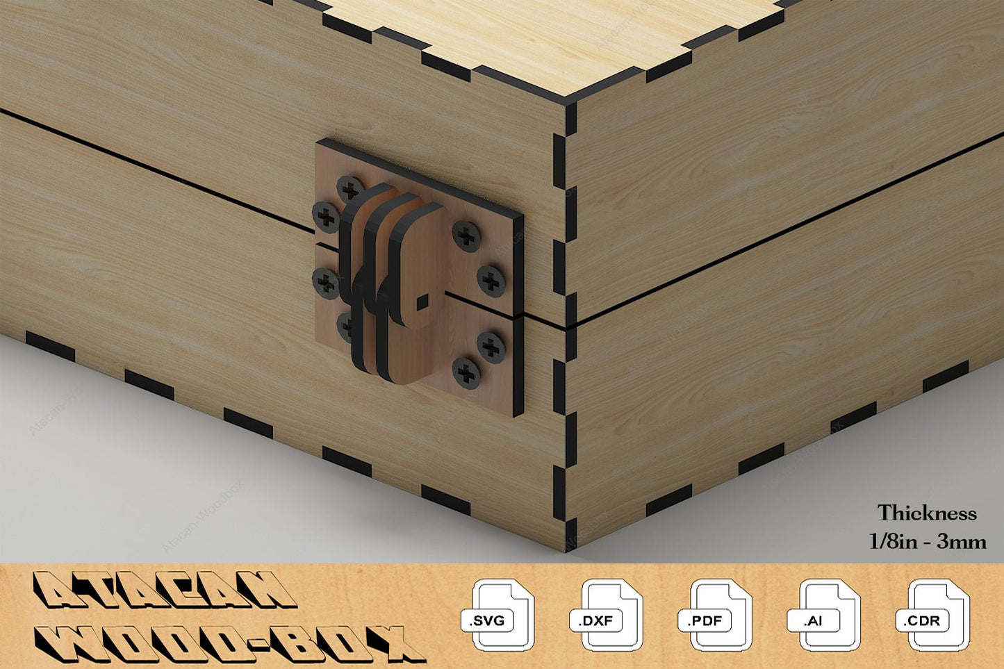 Wooden Hinges cutting Files / Gift Box Laser Vectors / Wood Boxes and Hinges SVG DXF Ai CDR 330