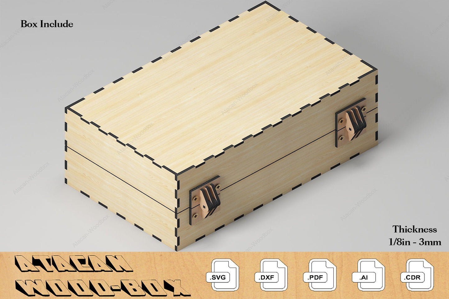 Wooden Hinges cutting Files / Gift Box Laser Vectors / Wood Boxes and Hinges SVG DXF Ai CDR 330