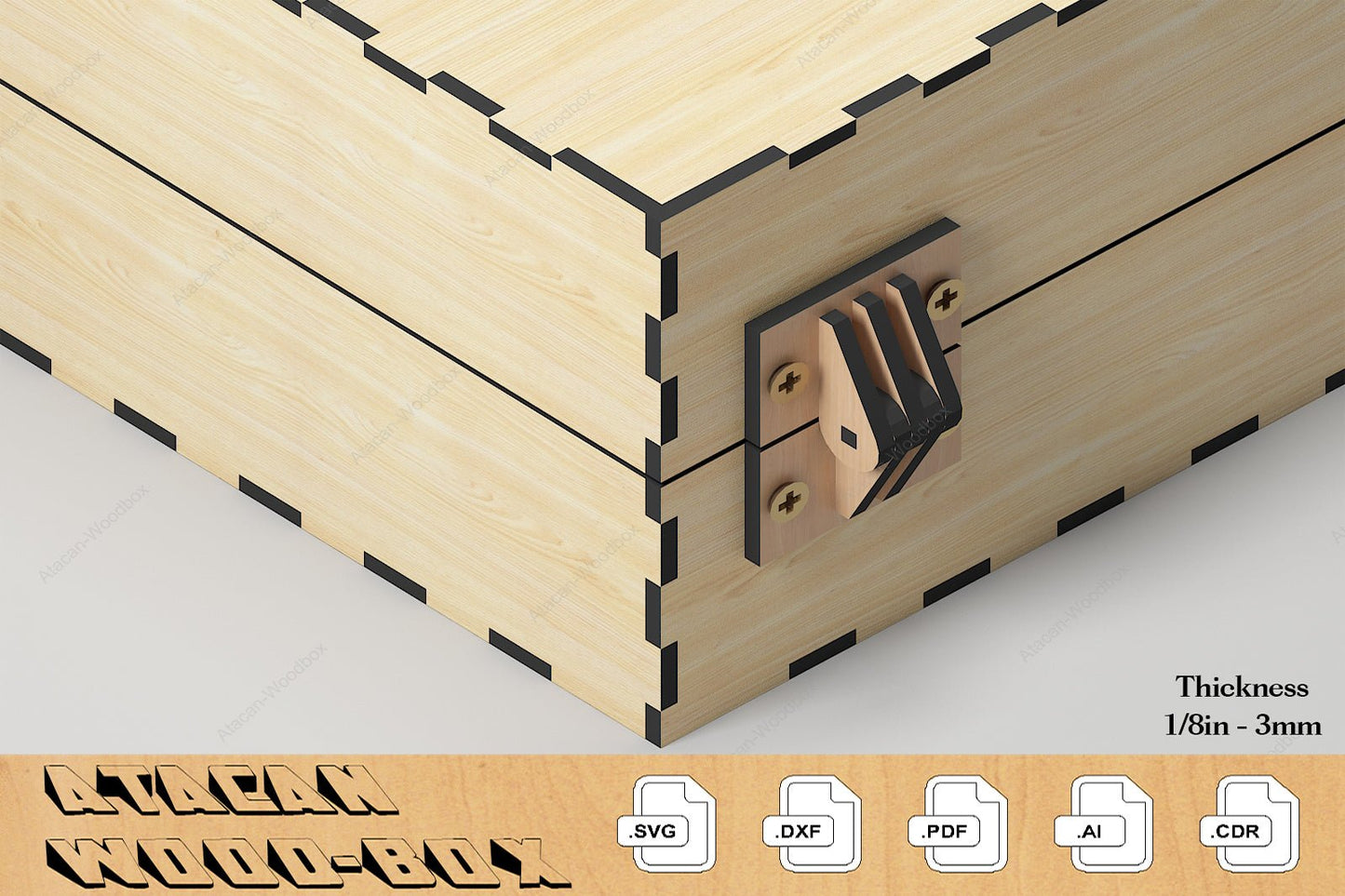 Wooden Hinges cutting Files / Gift Box Laser Vectors / Wood Boxes and Hinges SVG DXF Ai CDR 330