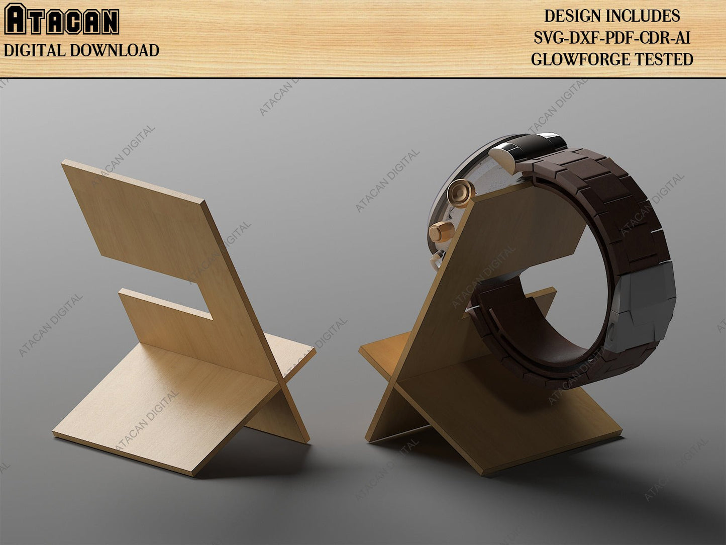 Wooden Paper Tray, Mug Box, Watch Display Stand / Dekstop Organizer Laser Cutting Files / Glowforge Vector Plans SVG DXF CDR Ai 498