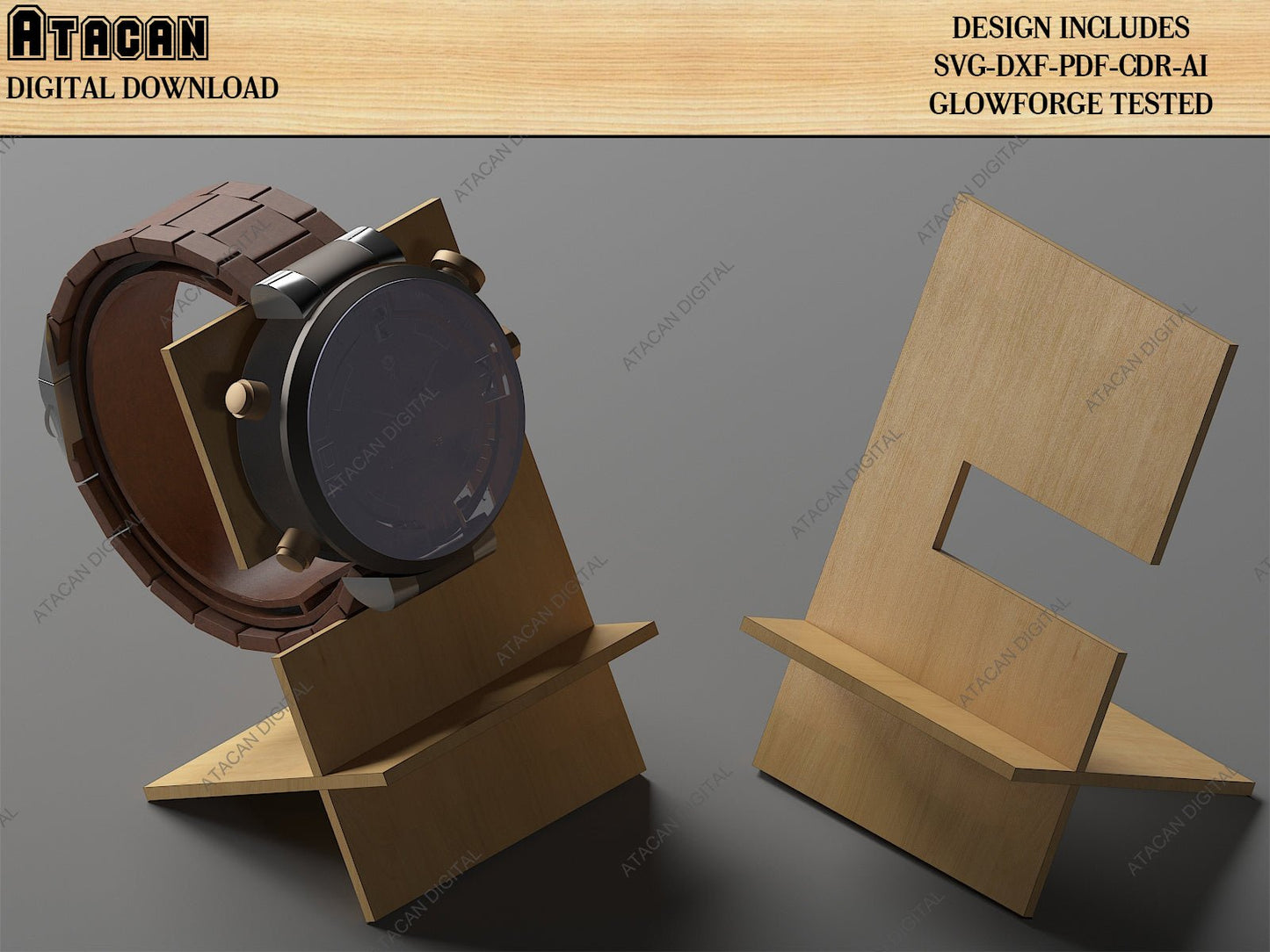 Wooden Paper Tray, Mug Box, Watch Display Stand / Dekstop Organizer Laser Cutting Files / Glowforge Vector Plans SVG DXF CDR Ai 498