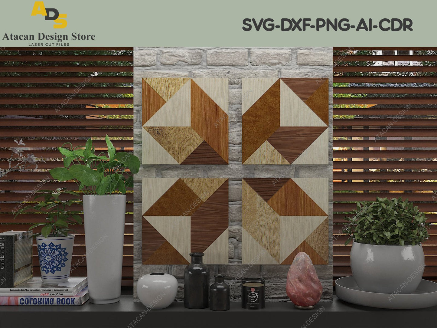 Wooden Quilts Design / Barn Quilt Wall Frame / Farmhouse Decor SVG DXF CDR Ai 304