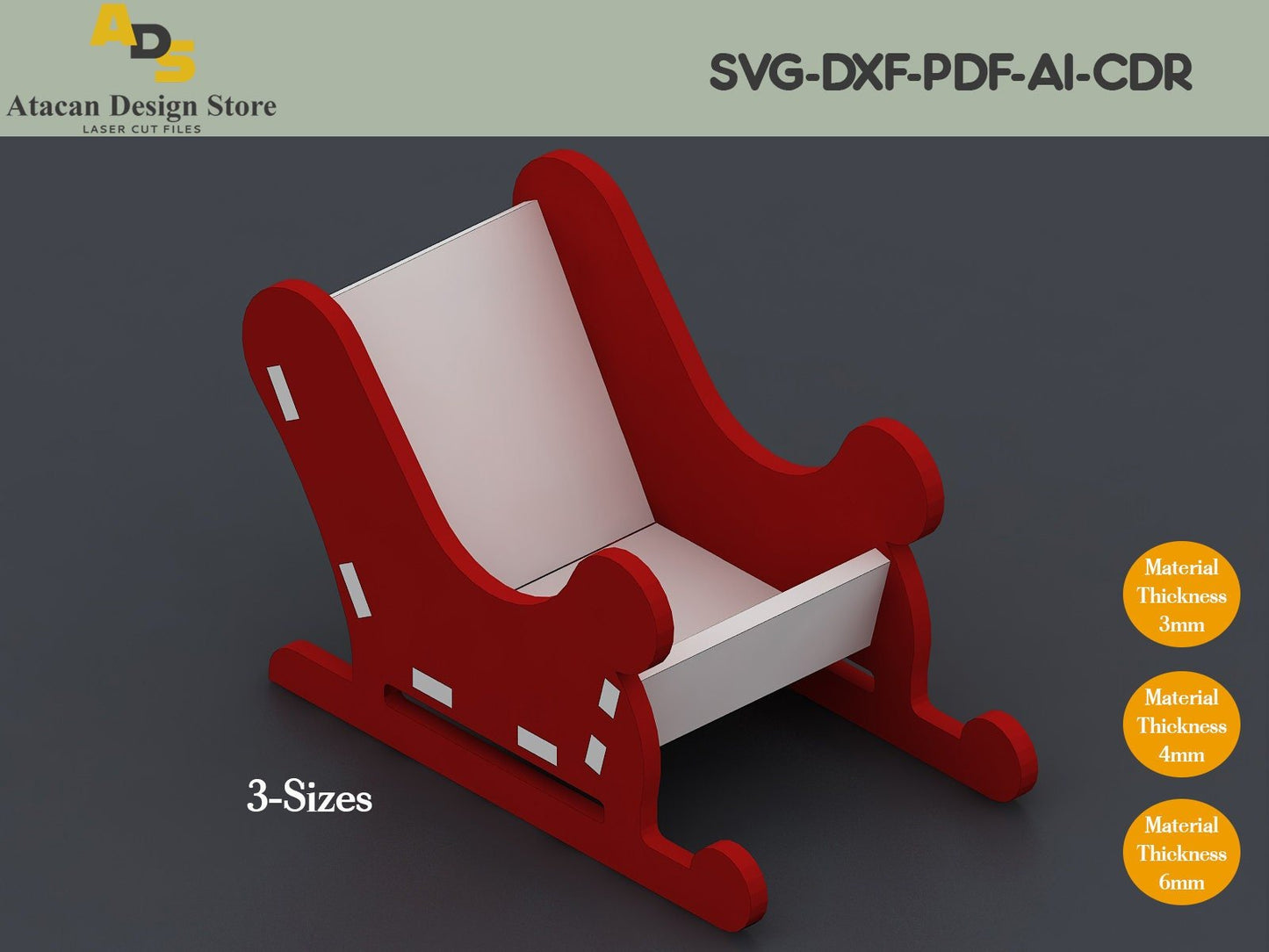 Wooden Sleigh SVG / Deer With Sleigh SVG / Laser Cut File / Digital Download / Glowforge / DXF file / Christmas decoration ADS150