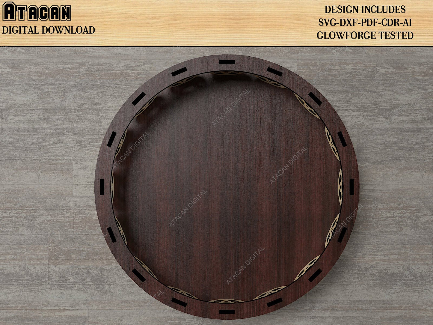Wooden Stamps / Laser Cut Boxes / Round Decorative Tray SVG DXF CDR Ai 500