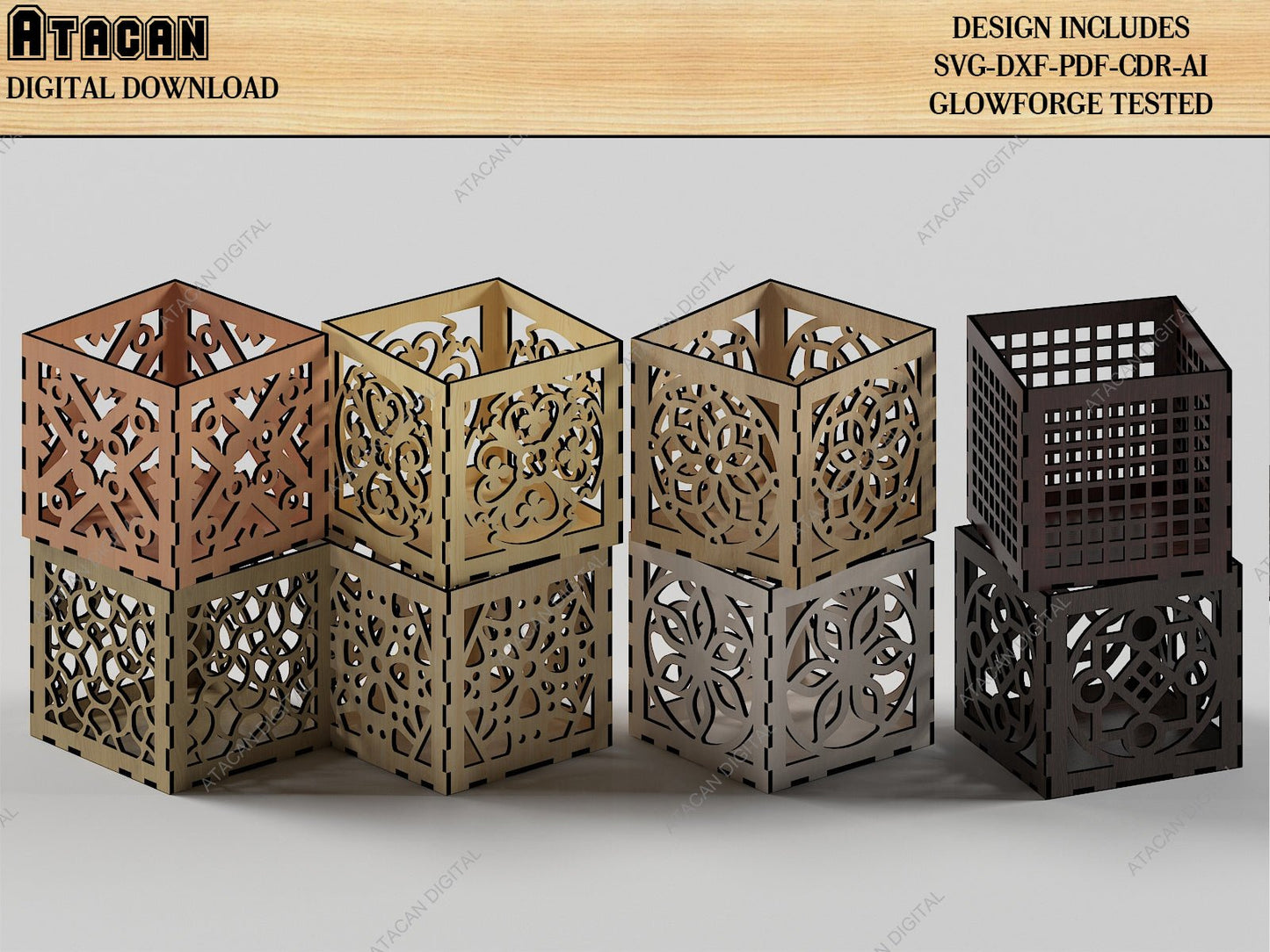 Wooden Stamps / Laser Cut Boxes / Round Decorative Tray SVG DXF CDR Ai 500