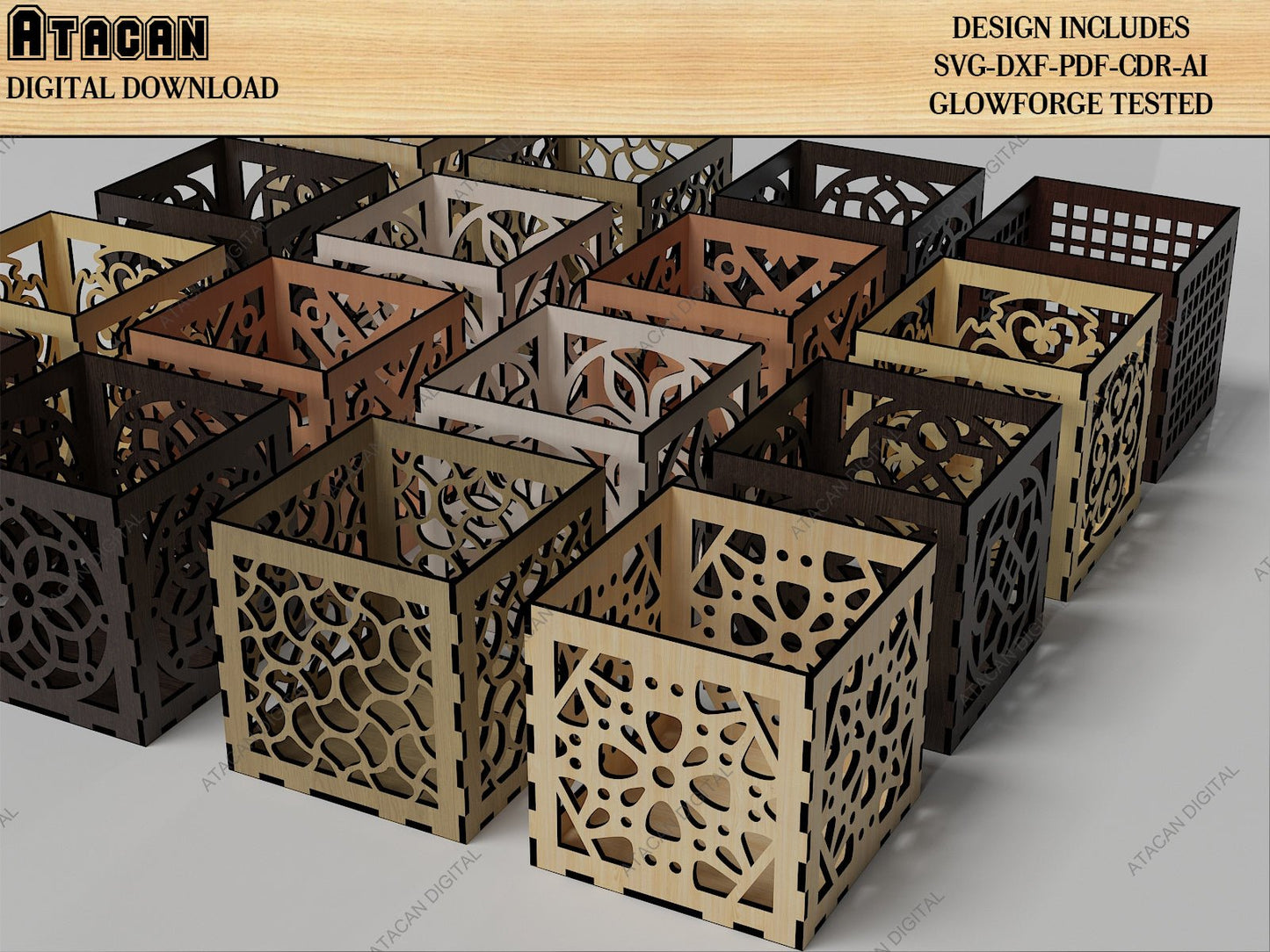 Wooden Stamps / Laser Cut Boxes / Round Decorative Tray SVG DXF CDR Ai 500