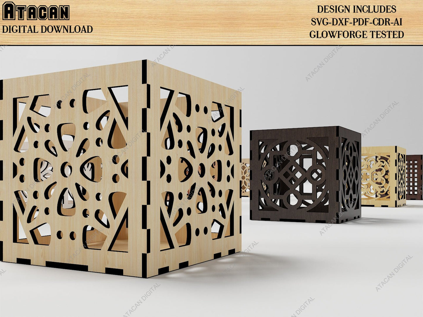Wooden Stamps / Laser Cut Boxes / Round Decorative Tray SVG DXF CDR Ai 500