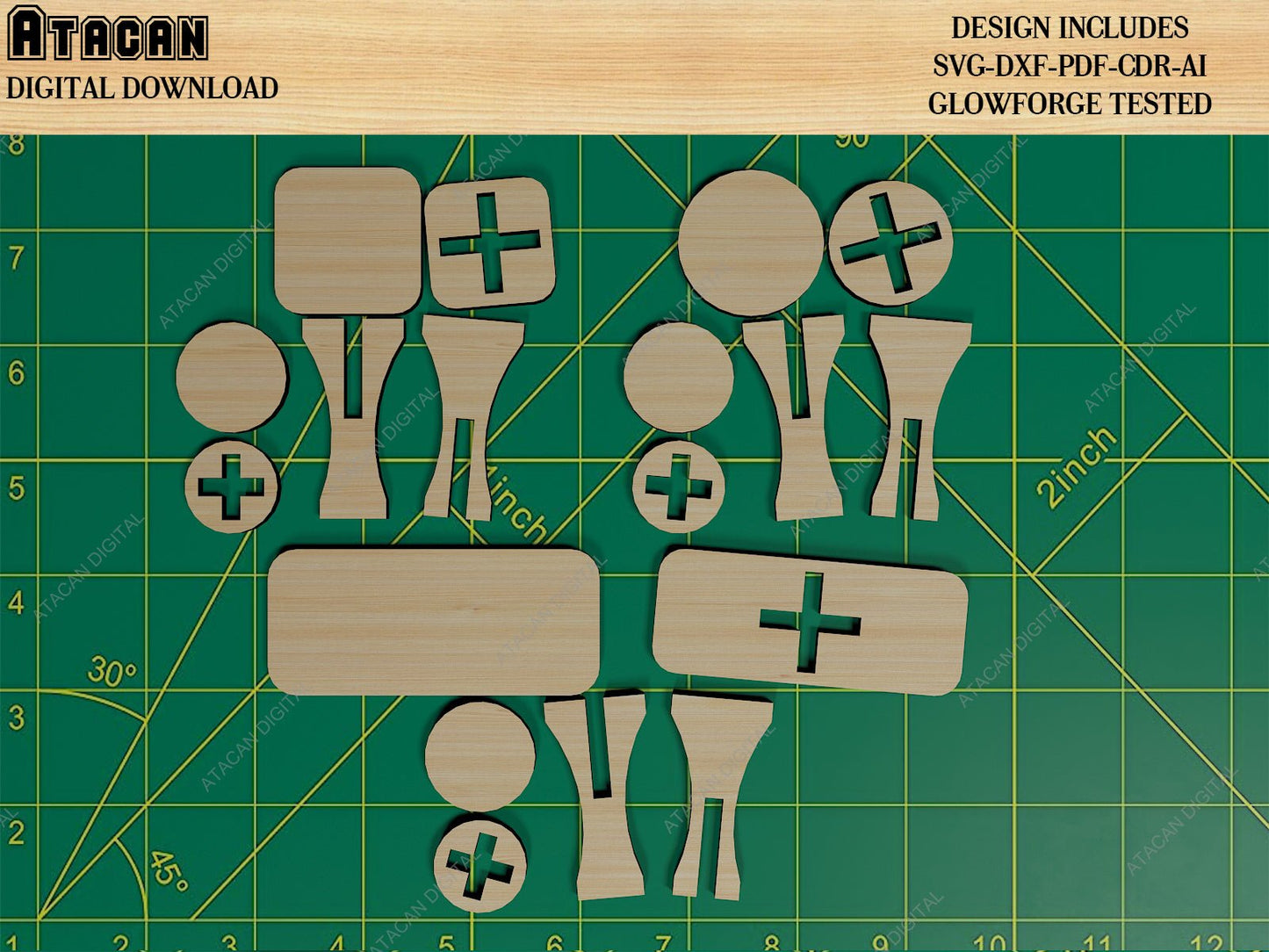 Wooden Stamps / Laser Cut Boxes / Round Decorative Tray SVG DXF CDR Ai 500