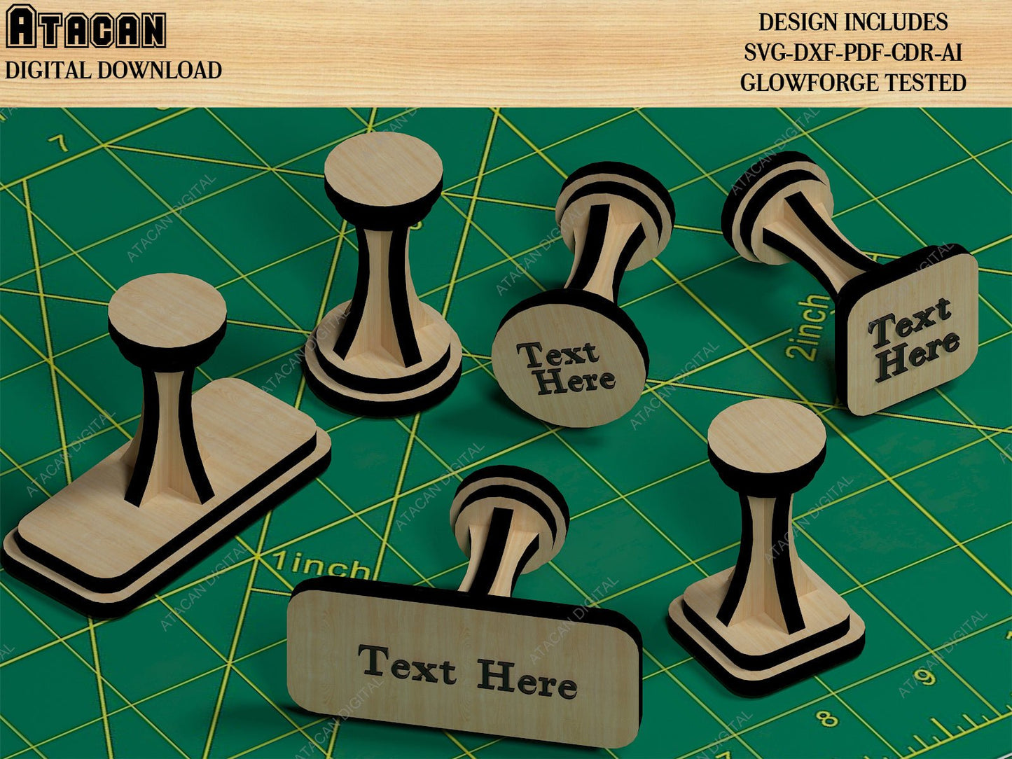 Wooden Stamps / Laser Cut Boxes / Round Decorative Tray SVG DXF CDR Ai 500