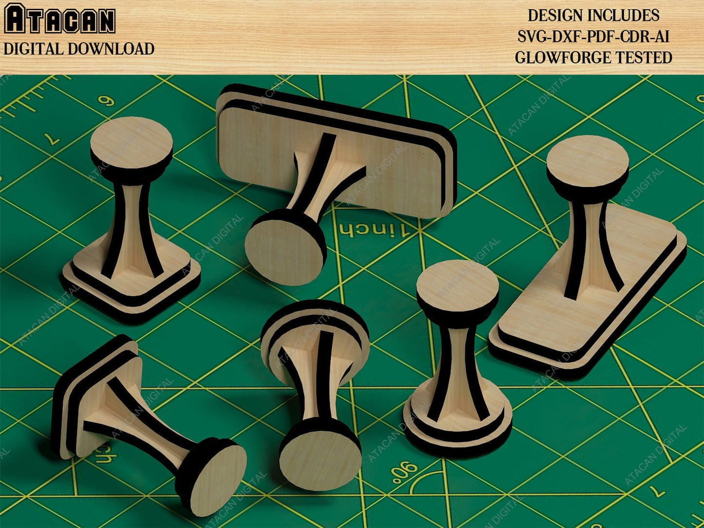 Wooden Stamps / Laser Cut Boxes / Round Decorative Tray SVG DXF CDR Ai 500