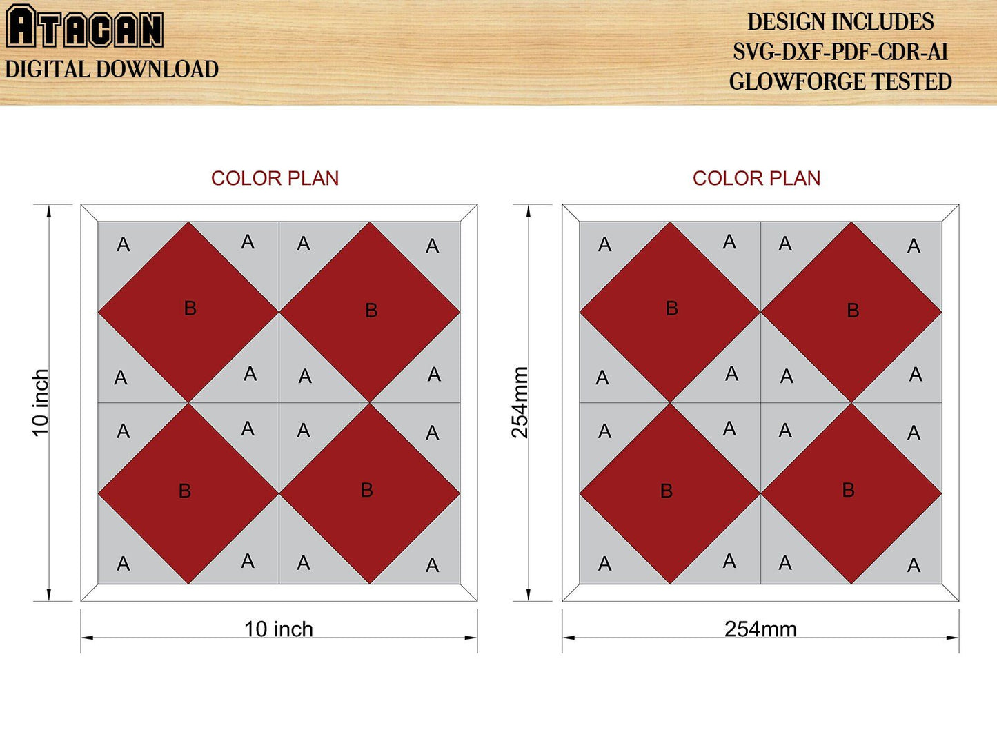 Wooden Wall Art /Barn Quilt sign / Mosaic quilt / Glowforge Digital Vector Files / DIY Quilt Blocks