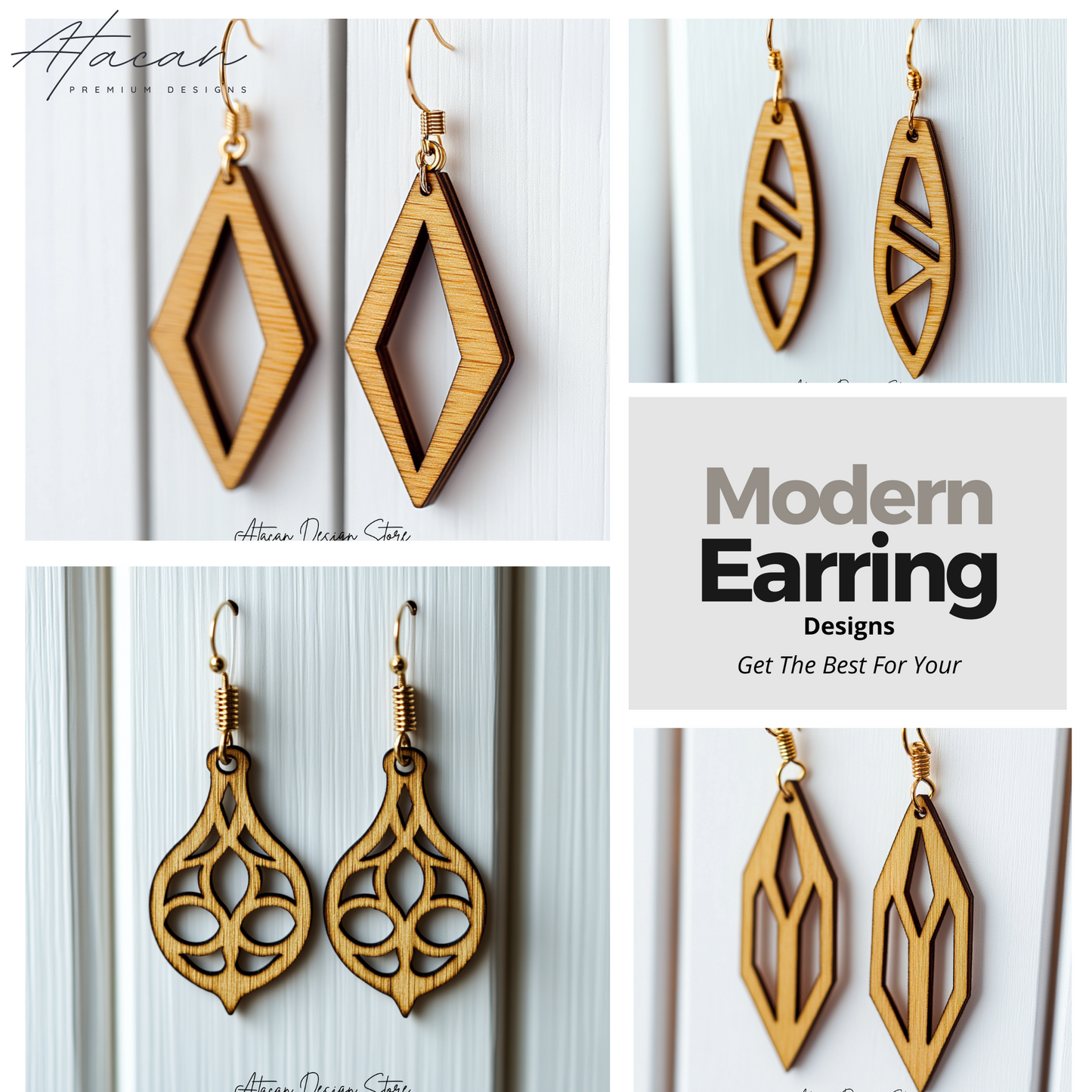 Elegant Teardrop & Cactus Earring Bundle - Laser Cut Ready for Unique Jewelry Designs 724