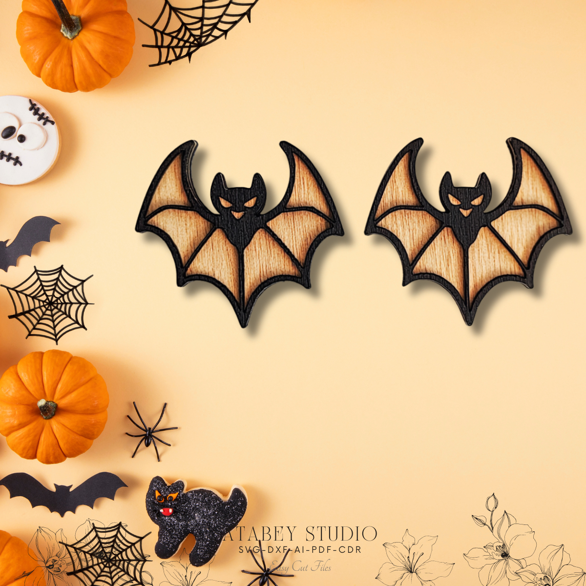 Halloween Earrings Template Pack - Ghost, Pumpkin, and Witch Hat Designs for Laser Crafting 872