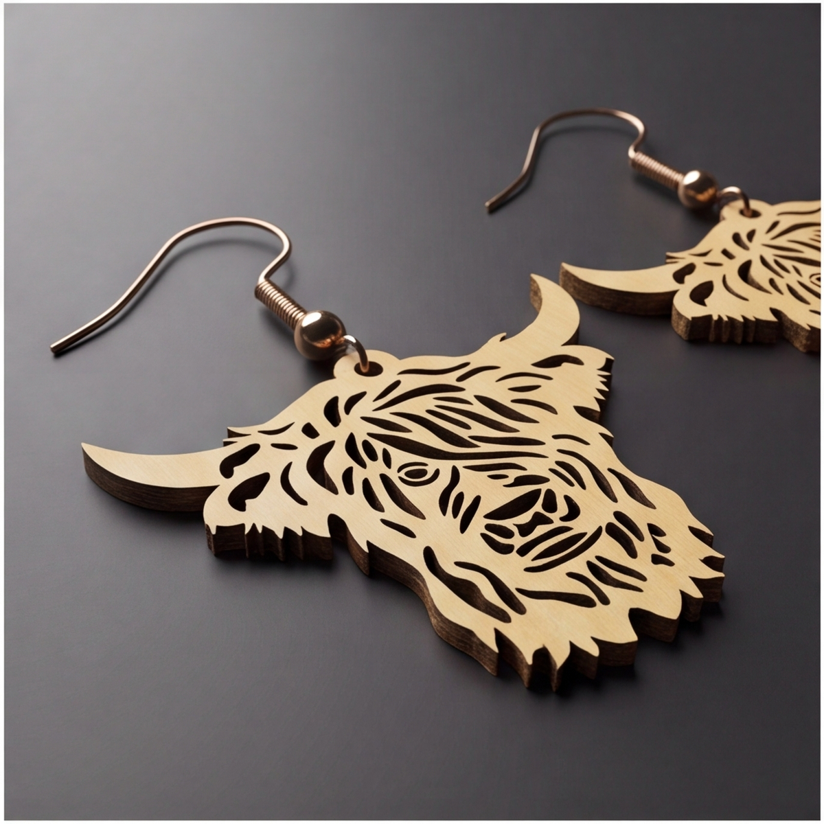 Highland Cow Earrings / Cute Highland Cow Earring Design Template / Jewelry Laser cut Files