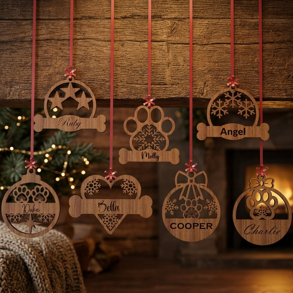 Custom Dog or Cat Ornament | Unique Wooden Pet Christmas Decor for Laser Cutting 925