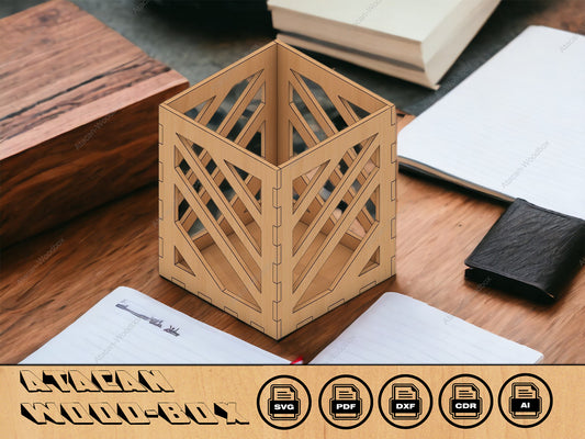 Laser Cut Pen Holder / Pen Stand DXF Files for Laser Cut Template / Glowforge SVG Files 131