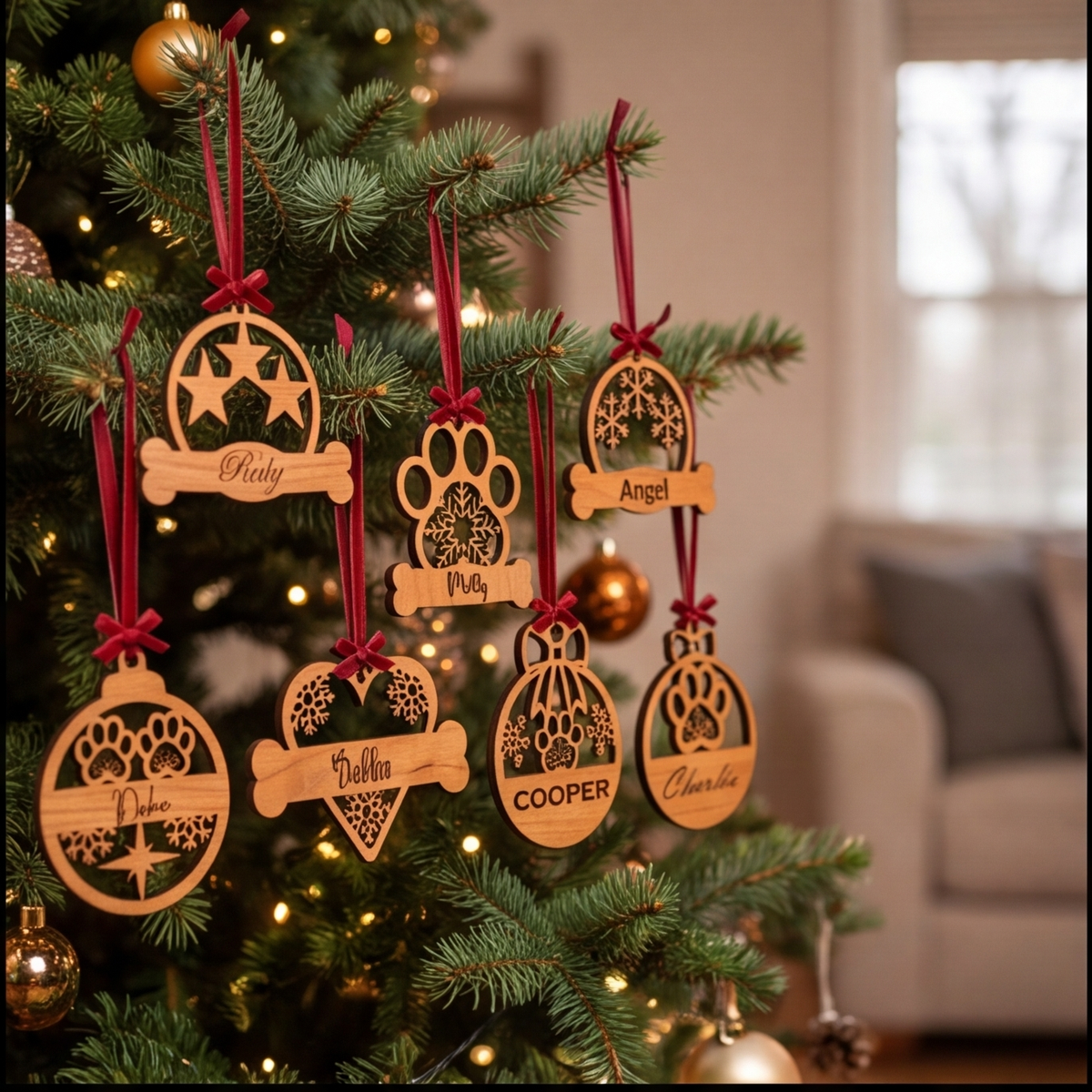 Custom Dog or Cat Ornament | Unique Wooden Pet Christmas Decor for Laser Cutting 925