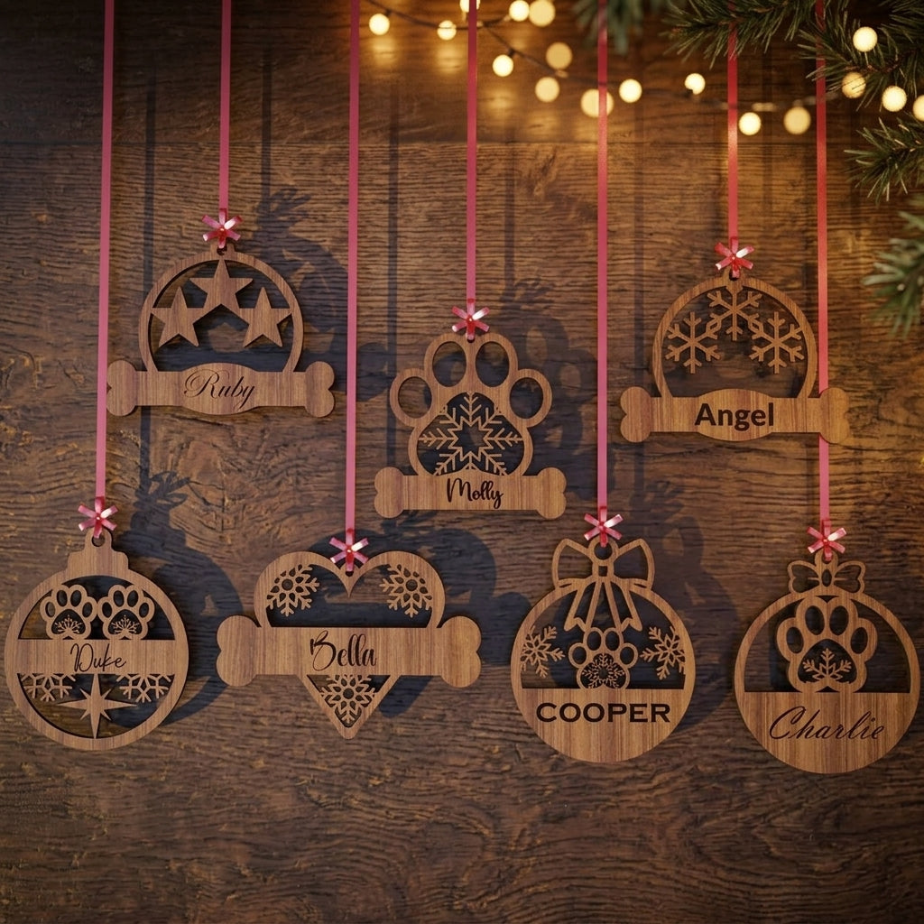 Custom Dog or Cat Ornament | Unique Wooden Pet Christmas Decor for Laser Cutting 925