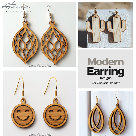 Elegant Teardrop & Cactus Earring Bundle - Laser Cut Ready for Unique Jewelry Designs 724