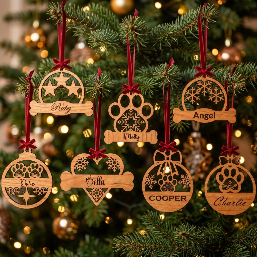 Custom Dog or Cat Ornament | Unique Wooden Pet Christmas Decor for Laser Cutting 925