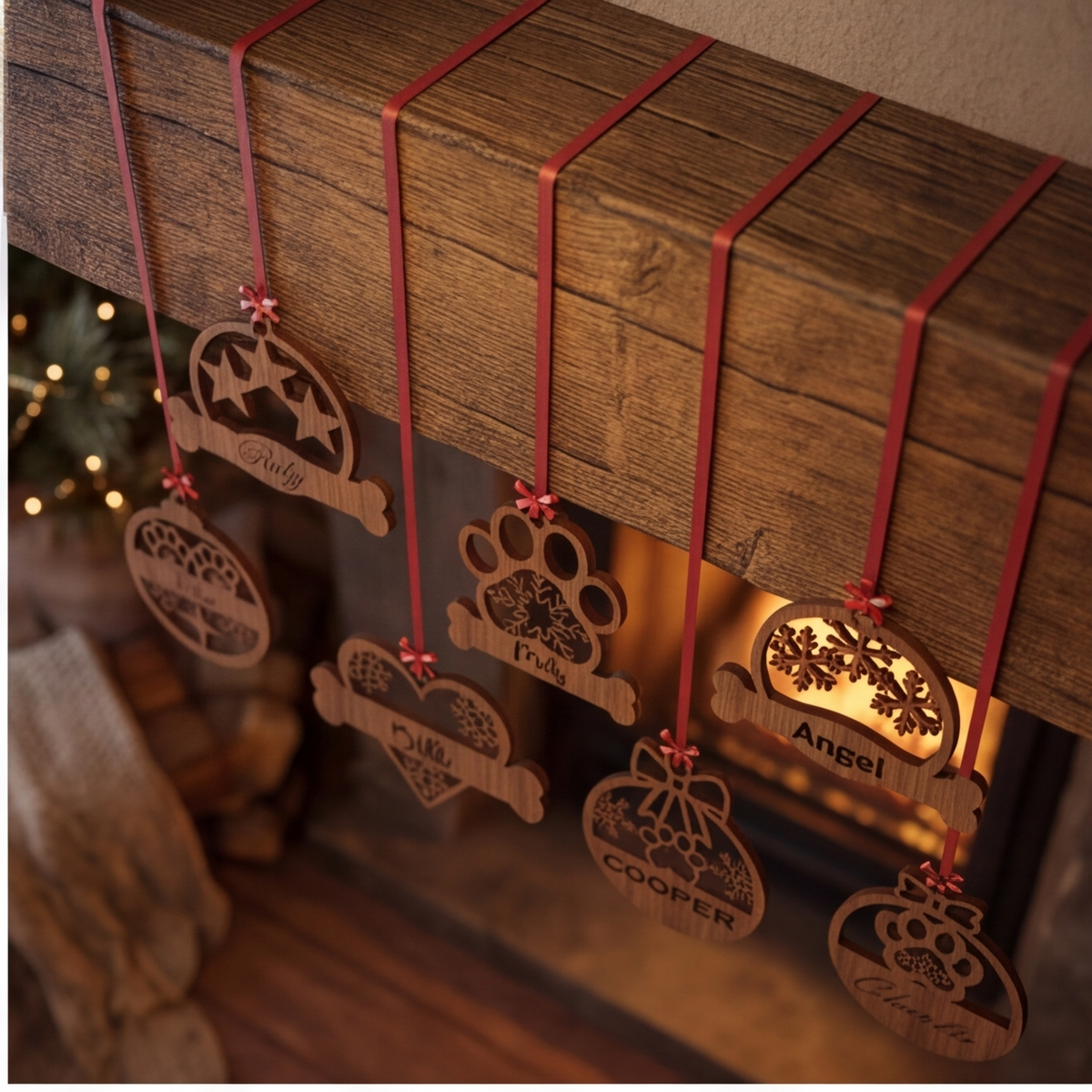 Custom Dog or Cat Ornament | Unique Wooden Pet Christmas Decor for Laser Cutting 925