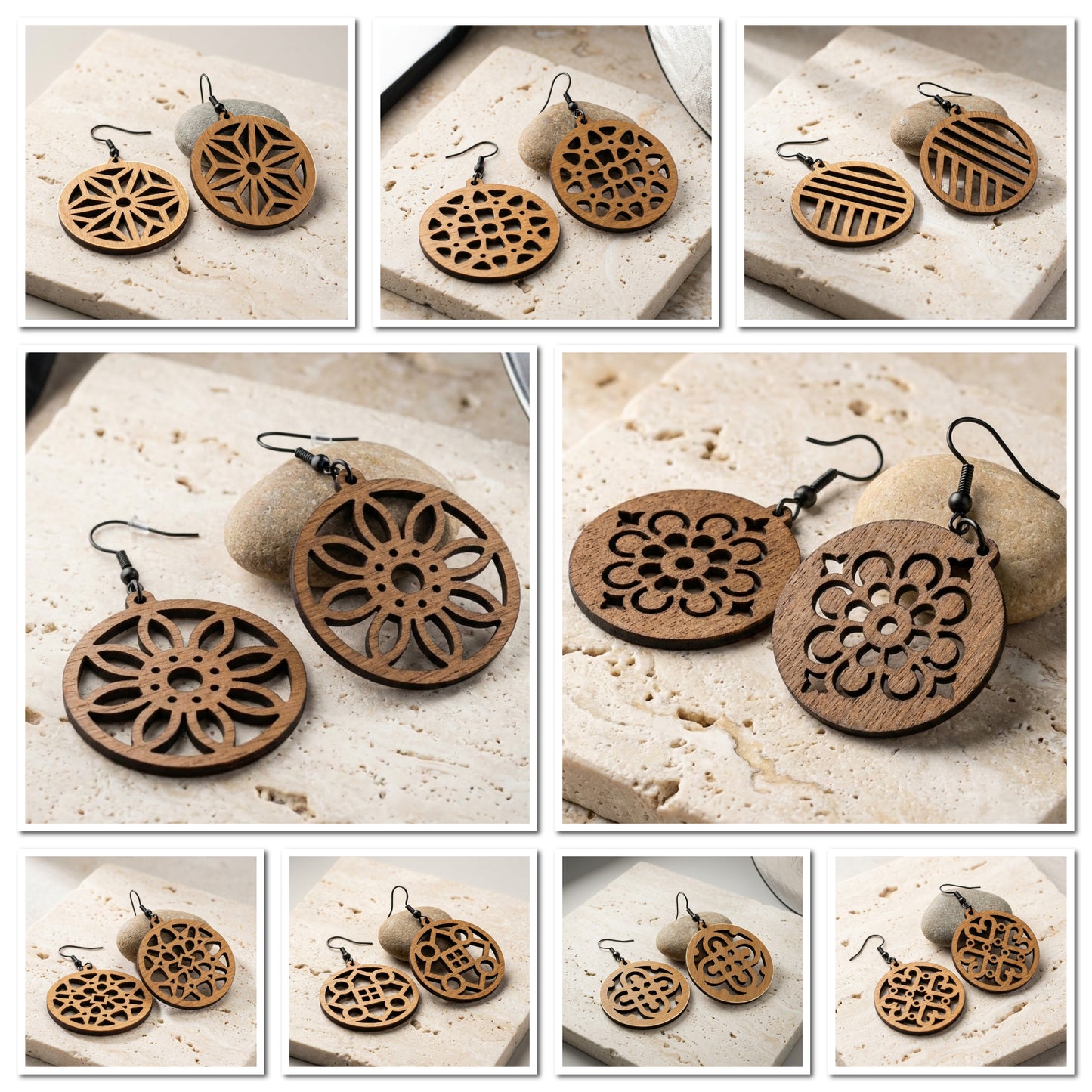 Wooden and Acrylic Earring Set - Perfect DIY Jewelry Making Templates for Laser Cutting