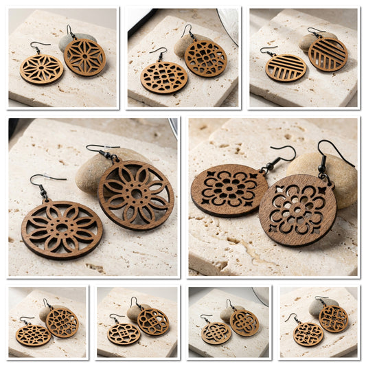 Wooden and Acrylic Earring Set - Perfect DIY Jewelry Making Templates for Laser Cutting