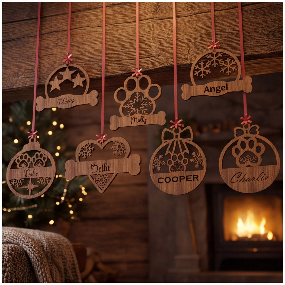 Custom Dog or Cat Ornament | Unique Wooden Pet Christmas Decor for Laser Cutting 925