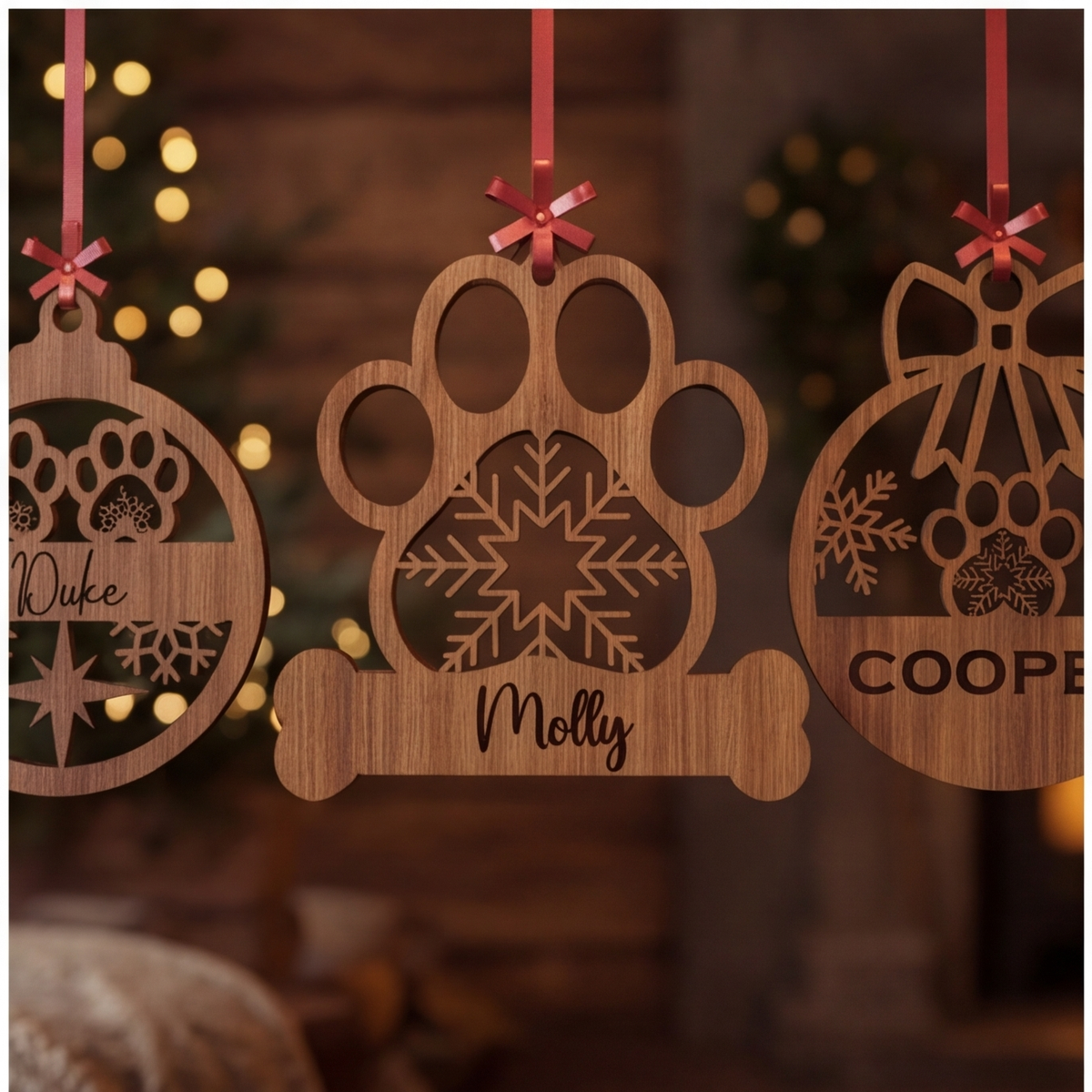 Custom Dog or Cat Ornament | Unique Wooden Pet Christmas Decor for Laser Cutting 925