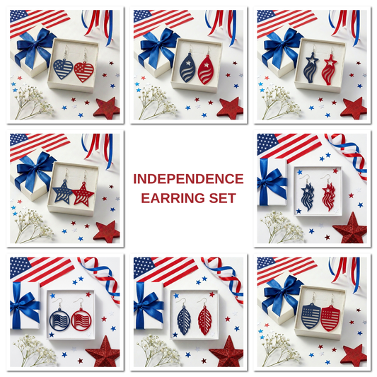4th of July Earring SVG Bundle, Patriotic Laser Cut Templates, USA Flag Star Earrings