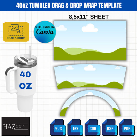 Customizable 40oz Tumbler Wrap | Canva Template | Digital Download 348