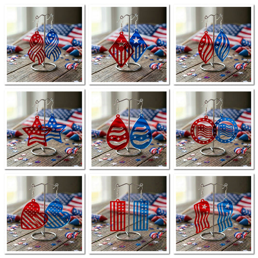 Patriotic Earring SVG Bundle, 4th of July Laser Cut File, USA Flag Acrylic Earrings DXF