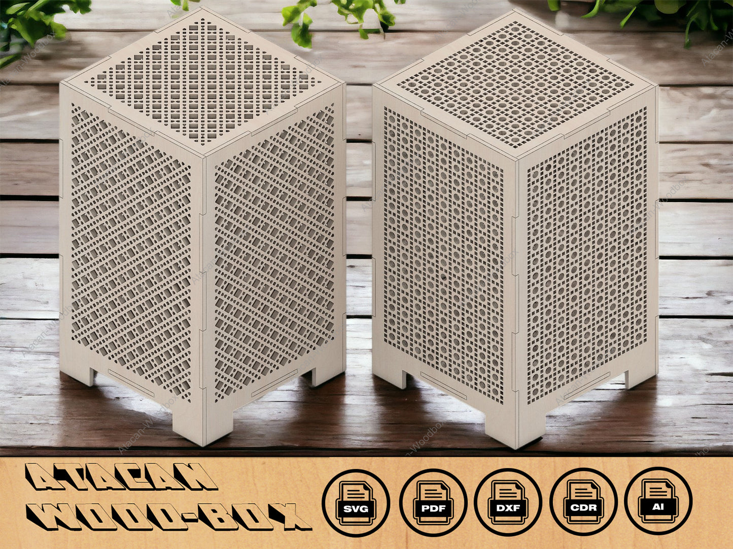 Light Box Laser cut Files / Lamp With Rattan Cane Pattern / Cnc Laser SVG DXF files 233