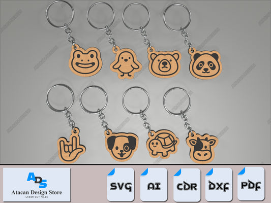Animal Keychains Bundle - Cute Animal Characters - Perfect for Anniversary ADS373