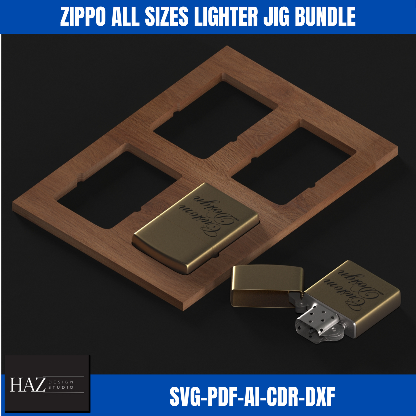 Complete Zippo Lighter Jig Bundle for Laser Cutting – 3 Versatile Sizes 368