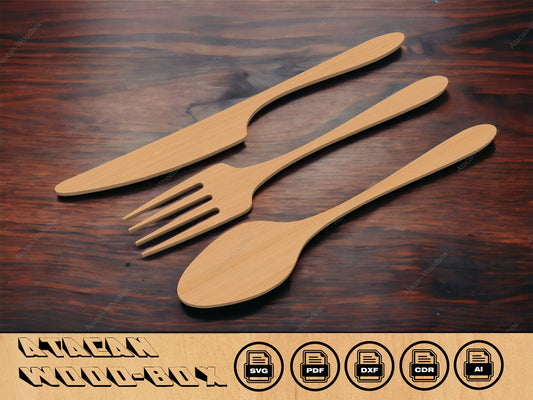 Flatware Fork Knife Spoon Laser cutting template / Laser SVG files / Glowforge Laser cut files 127