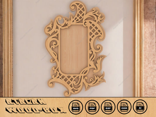 Mirror Frame SVG Cut File, Picture Frame svg for glowforge - Laser cut frame SVG 139