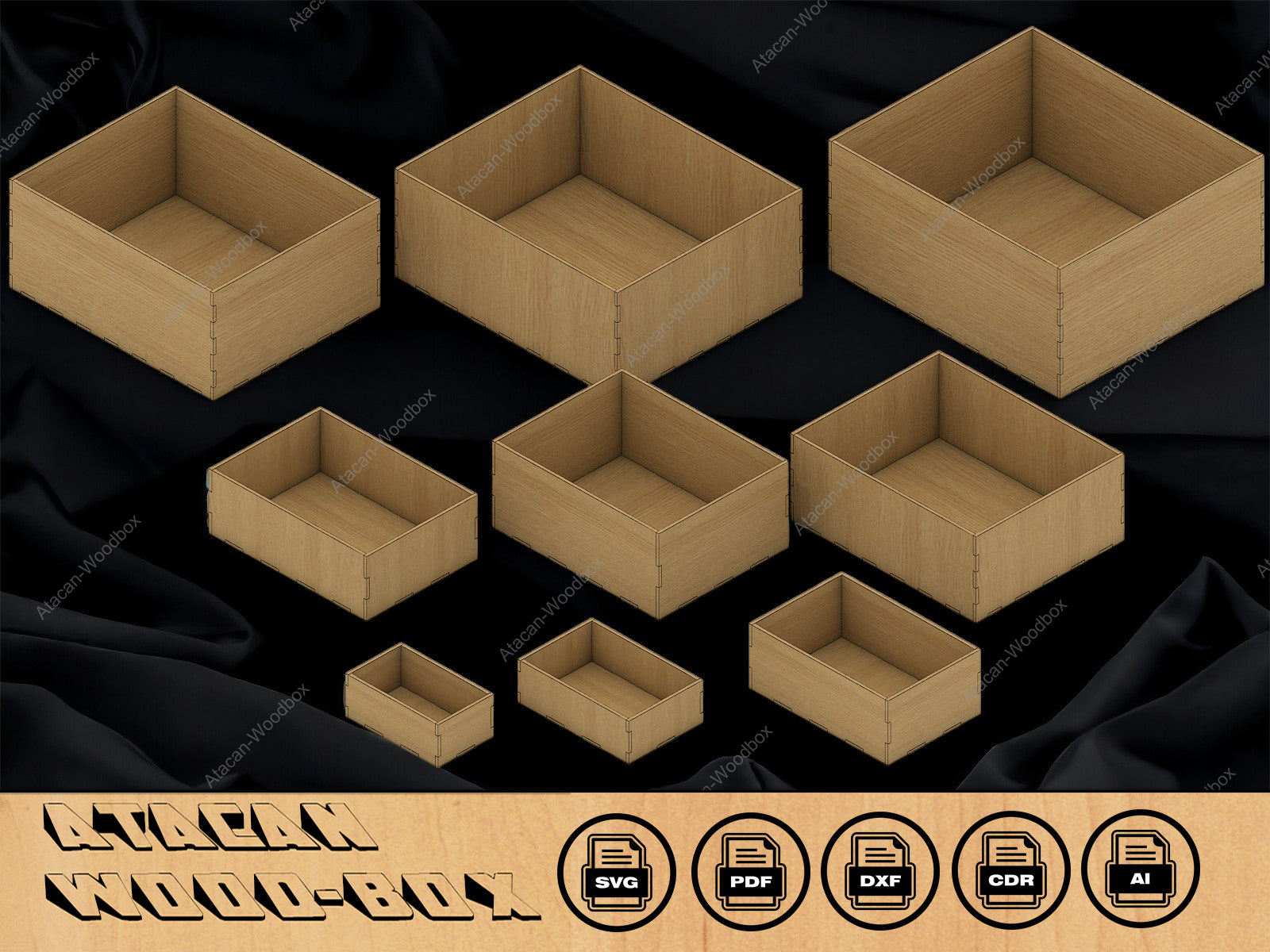 Box Templates for 1/8 inch material ,Boxes SVG, Laser Cnc Files, Diffe ...